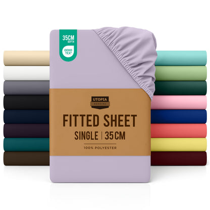 Utopia Bedding Fitted Sheet Double, White - Deep Pocket 14 inch (35 cm) - Easy Care - OEKO-TEX Certified - Soft Brushed Microfibre Fabric - Shrinkage and Fade Resistant - Bottom Sheet
