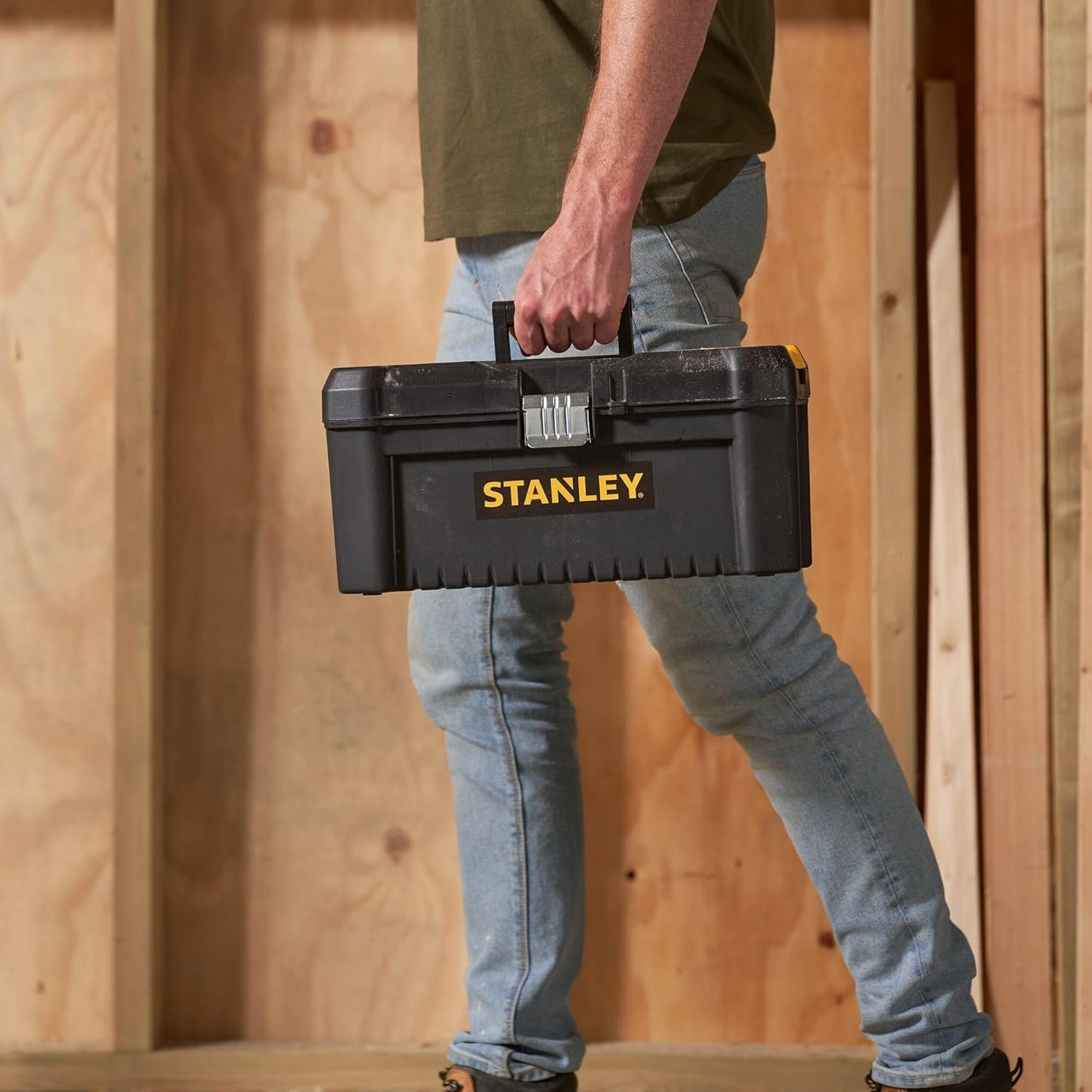 STANLEY Essential Tool Box (16in), Durable Storage Solution with Removable Tote Tray and Organisers, for Parts and Tools Storage, STST1-75518