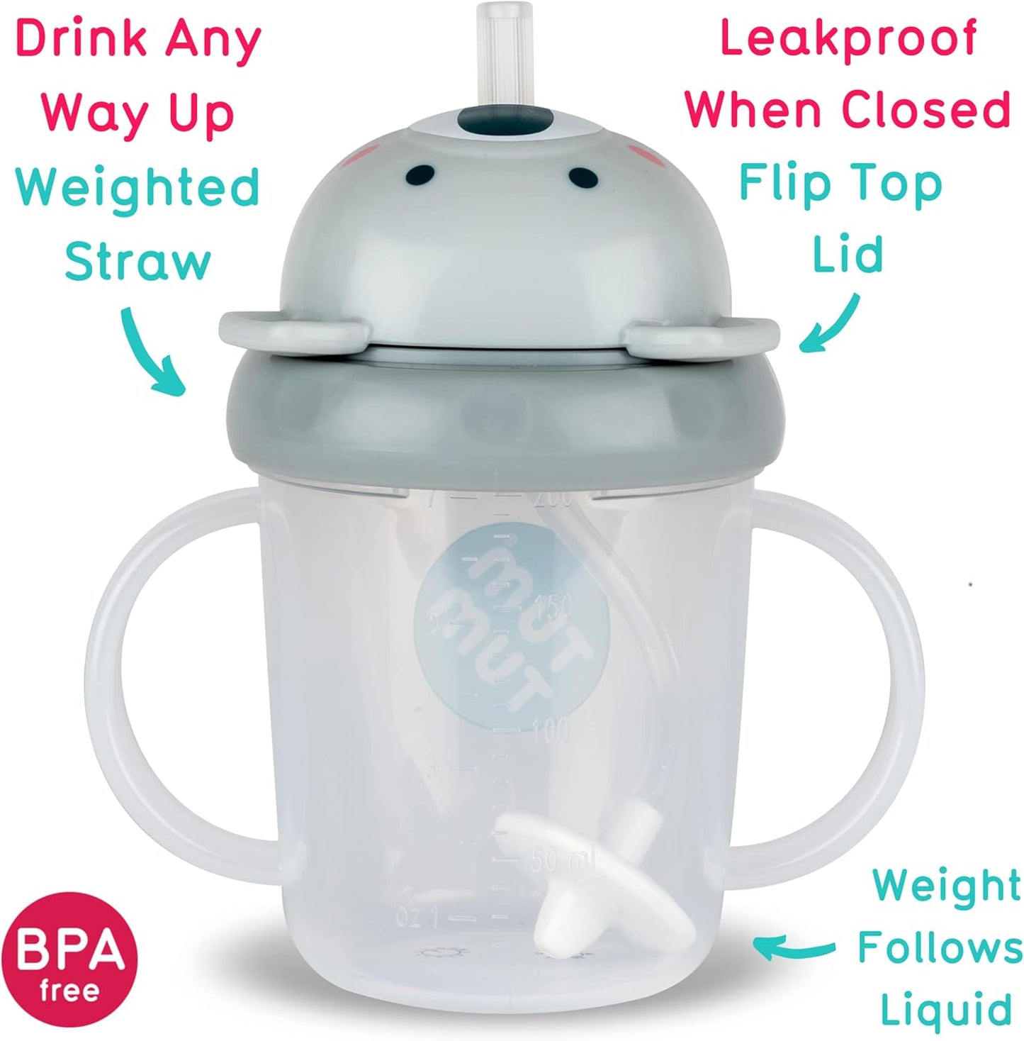 TUM TUM Tippy Up Free Flow Sippy Cup (No Valve), Sippy Cup for Toddlers, 200ml, BPA Free (Kev Koala S3)