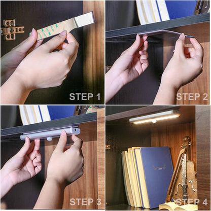 LDOPTO Under Cabinet Kitchen Lights with Remote Dimmable LED Cupboard Battery Powered LED Bedroom Lights with Timer for Kitchen Hallway, Multiple Colors 4 Pack