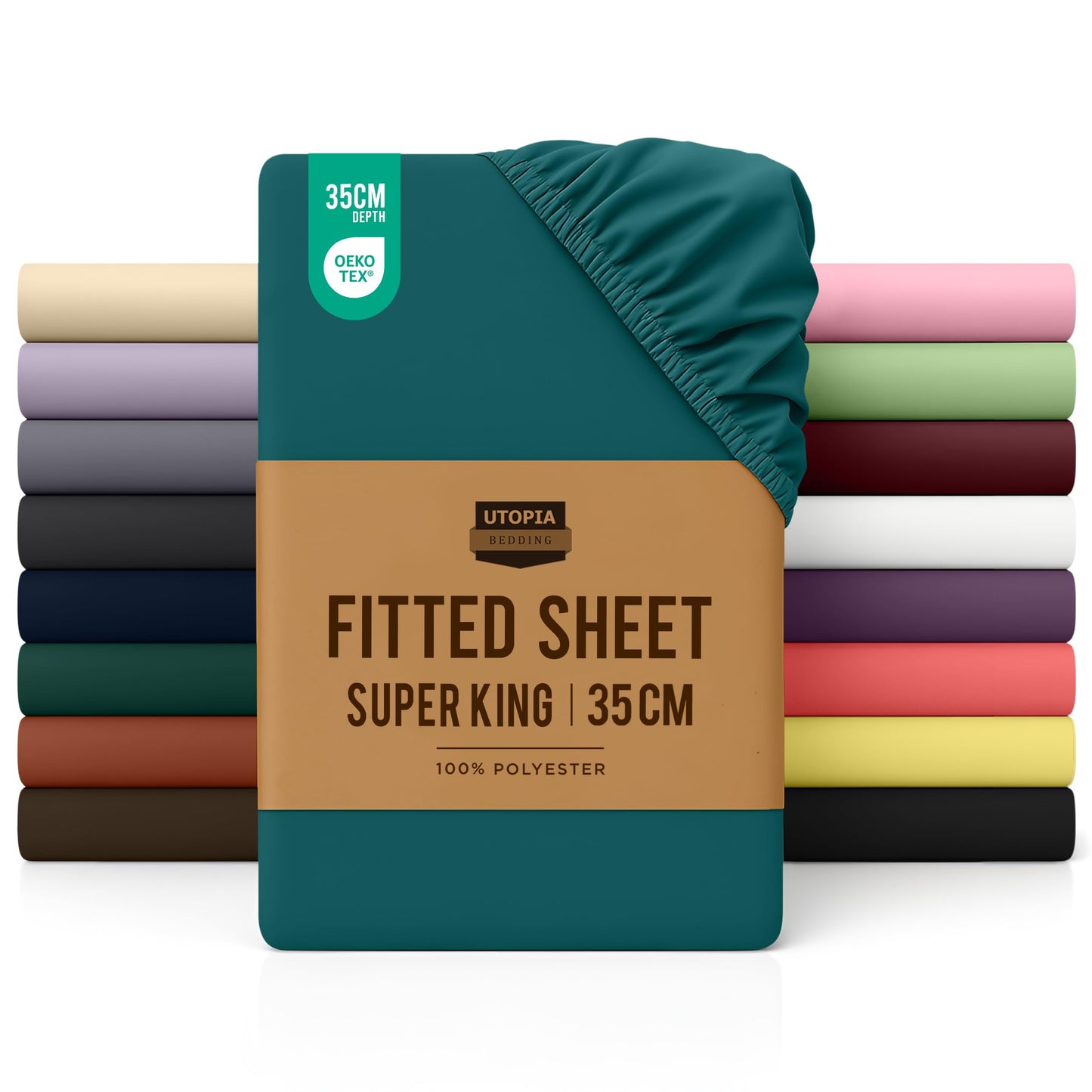 Utopia Bedding Fitted Sheet Double, White - Deep Pocket 14 inch (35 cm) - Easy Care - OEKO-TEX Certified - Soft Brushed Microfibre Fabric - Shrinkage and Fade Resistant - Bottom Sheet