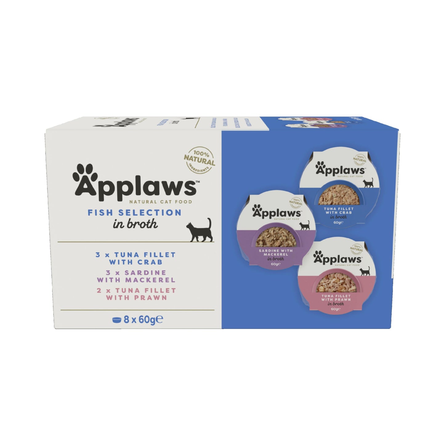Applaws Natural Wet Cat Food, Multipack Chicken and Fish Selection in Broth 70 g Tin (Pack of 12)