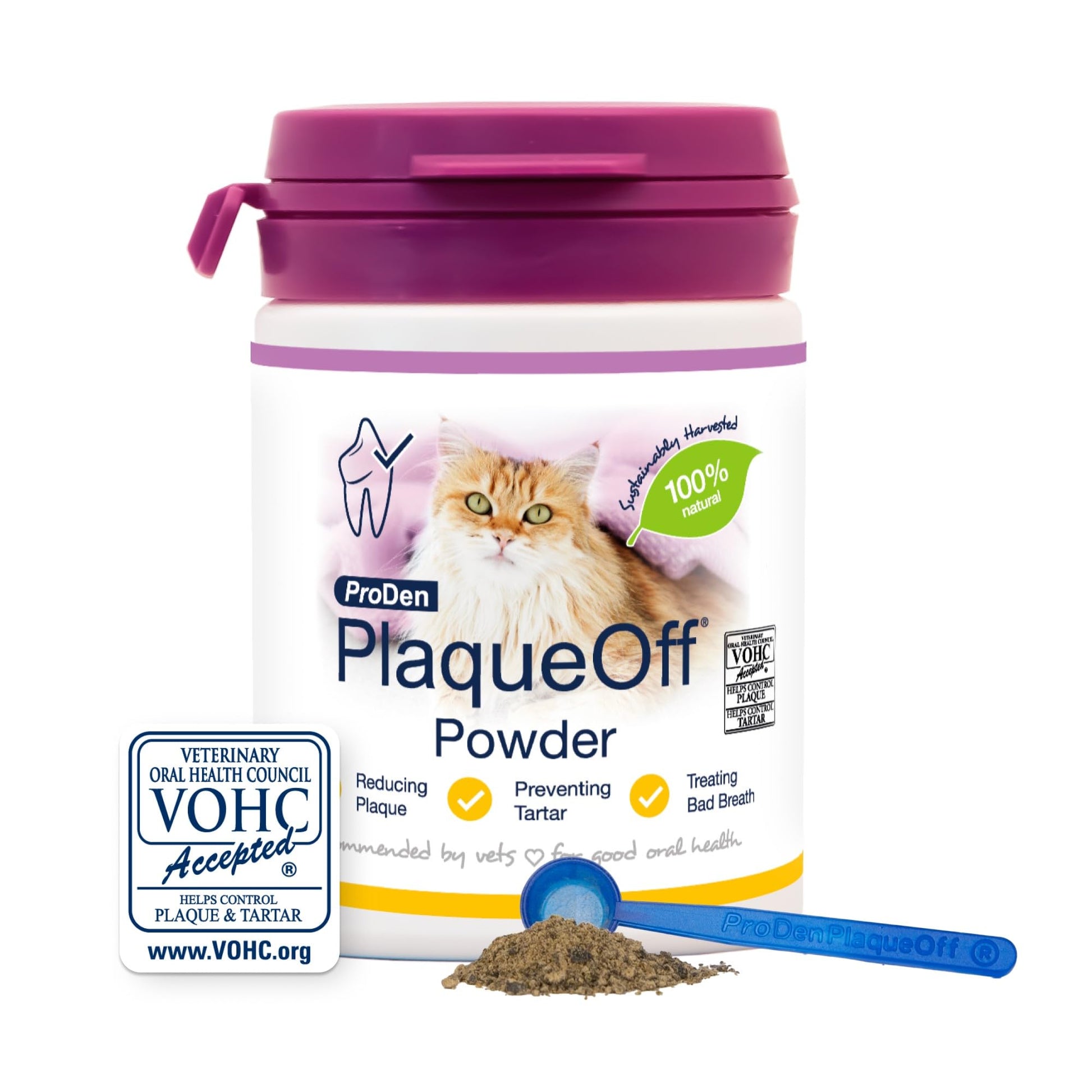 Powder for Dogs & Cats, Tartar & Bad Breath Remover 100% Natural Teeth Cleaner and Plaque Remover 60 g