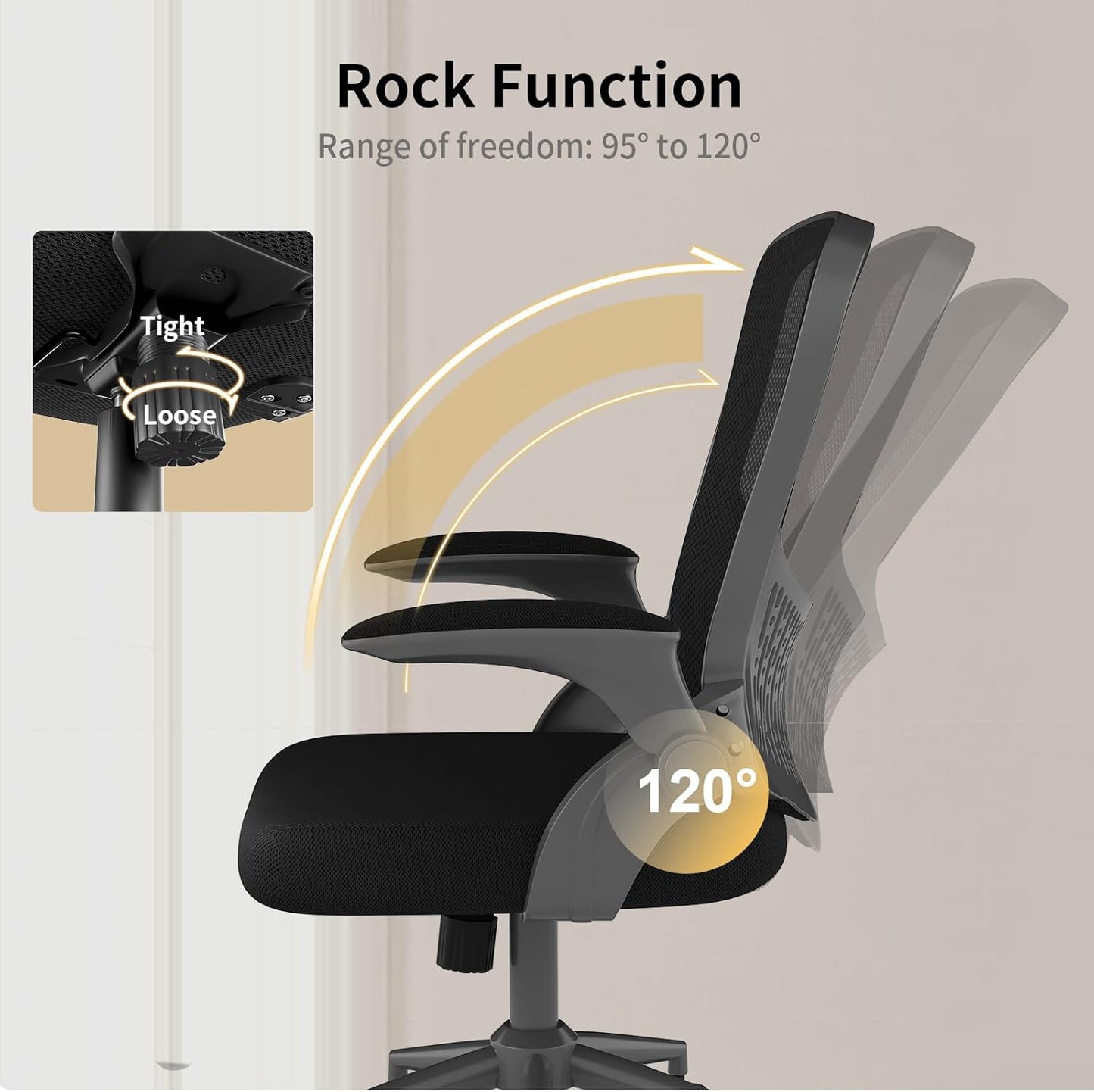 naspaluro Computer Desk Chair, Ergonomic Office Chair with 3D Lumbar Support, Flip-up Armrests Mesh Chair with Metal Claws, Mid-Back Home Office Chair-Black