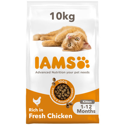IAMS for Vitality Dry Kitten Food with Fresh Chicken, 3 kg, Packaging may vary