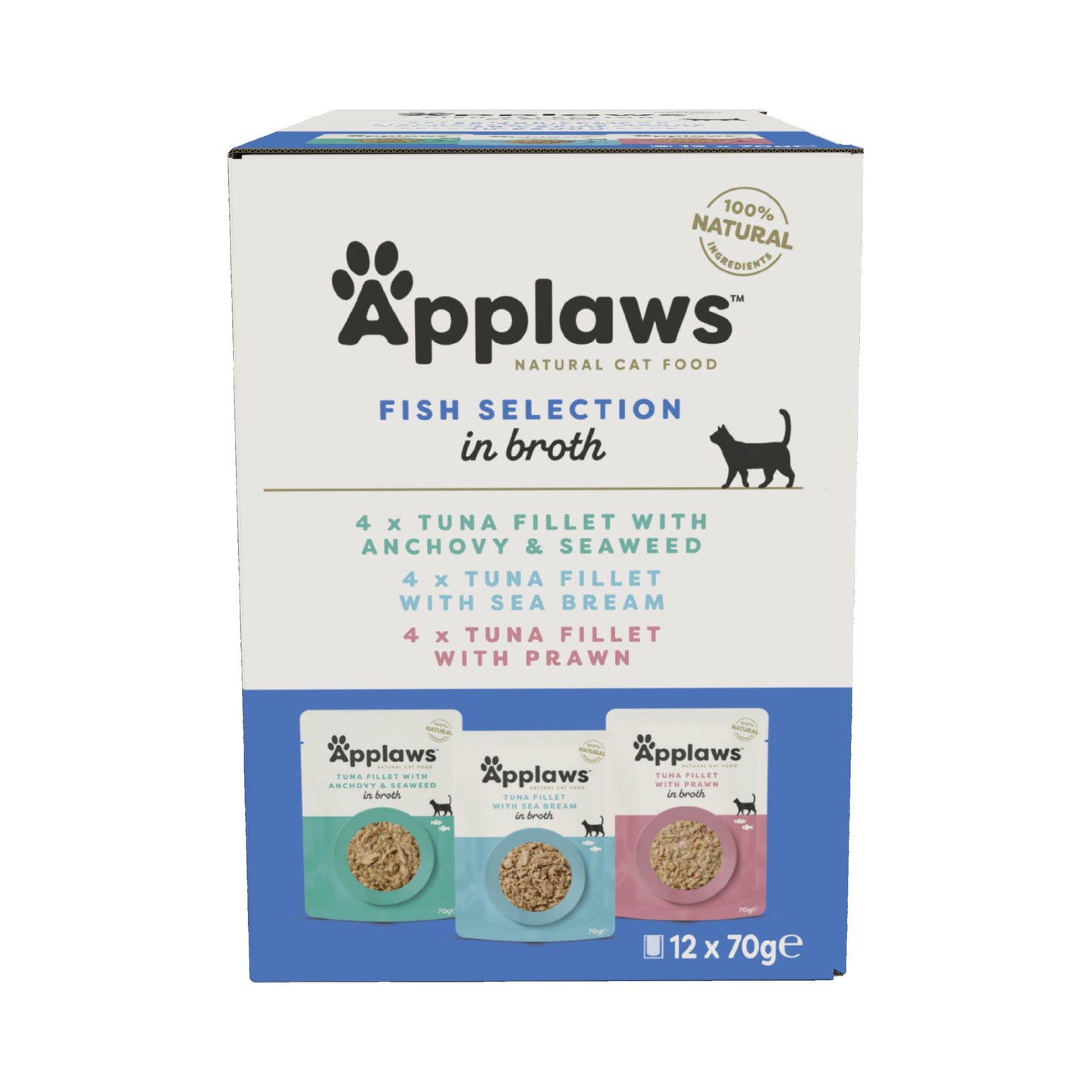 Applaws 100% Natural Wet Cat Food, Pouch Multipack Chicken Selection in Broth 70g, (12 x 70 g Pouches)