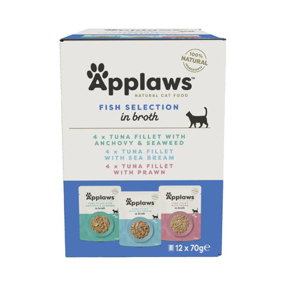Applaws 100% Natural Wet Cat Food, Pouch Multipack Chicken Selection in Broth 70g, (12 x 70 g Pouches)
