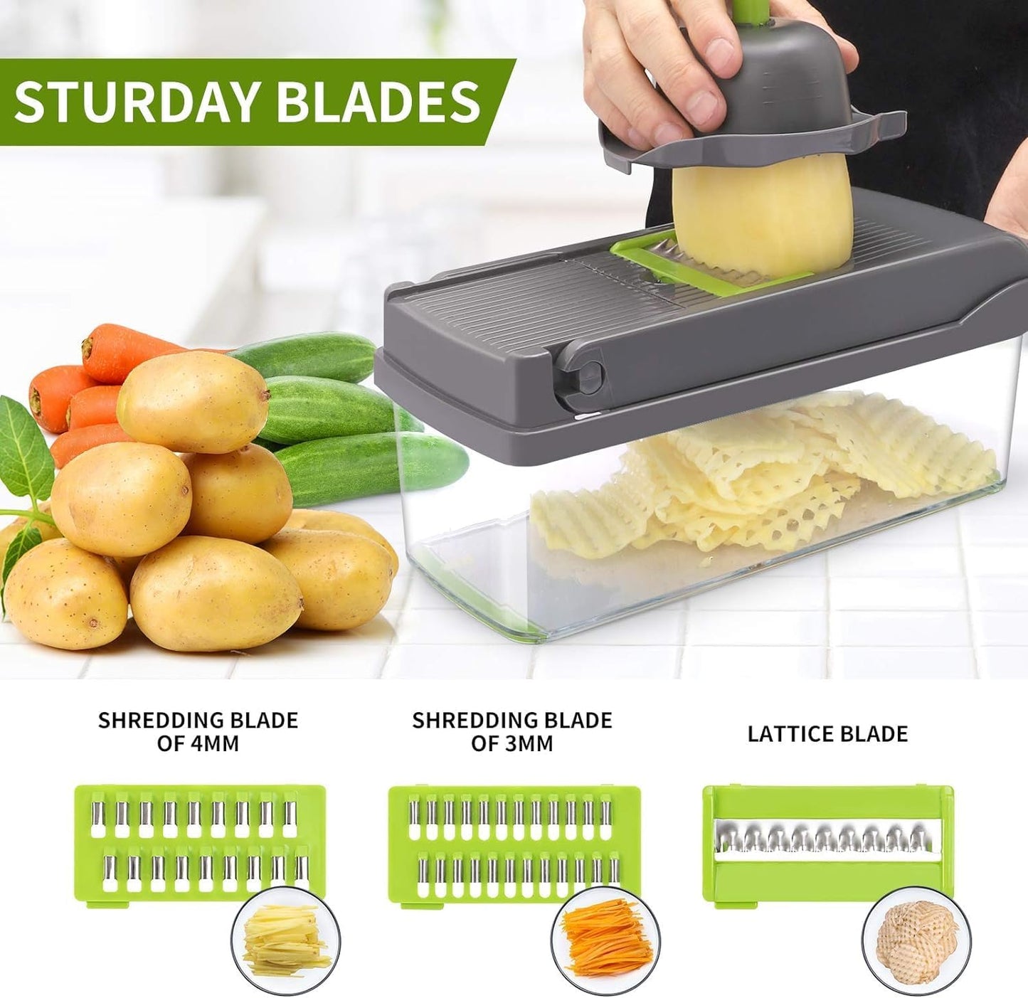Tirana 19 in 1 Vegetable Chopper Box Onion Chopper Salad Chopper Food Dicer Mandoline Vegetable Slicer Mandolin Slicer Onion Cutter
