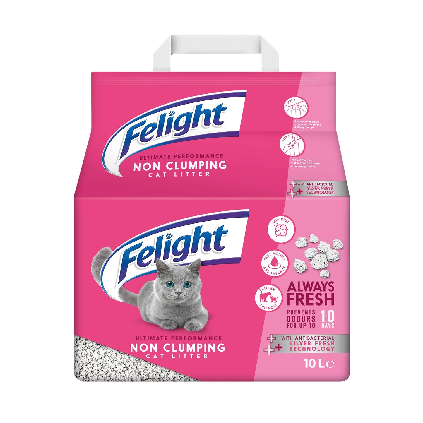 Felight Non-Clumping Cat Litter (20L Bag) - Antibacterial Silverfresh Technology, Prevents Odours for up to 10 Days, Made in the UK