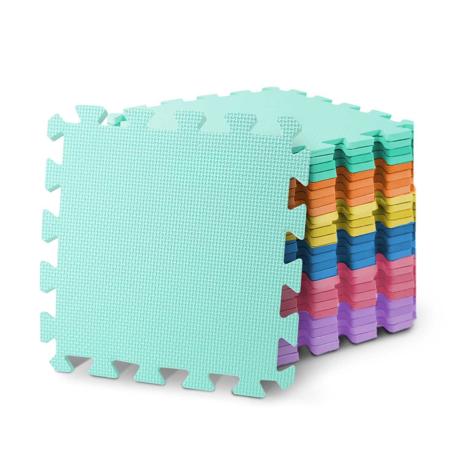 Foam Baby Play Mat (29x29cm) – Thick & Soft EVA Foam Interlocking Floor Tile Matting for Children – Large Multi Colour, Safe & Comfortable 7mm Thick Play Flooring (9pc)
