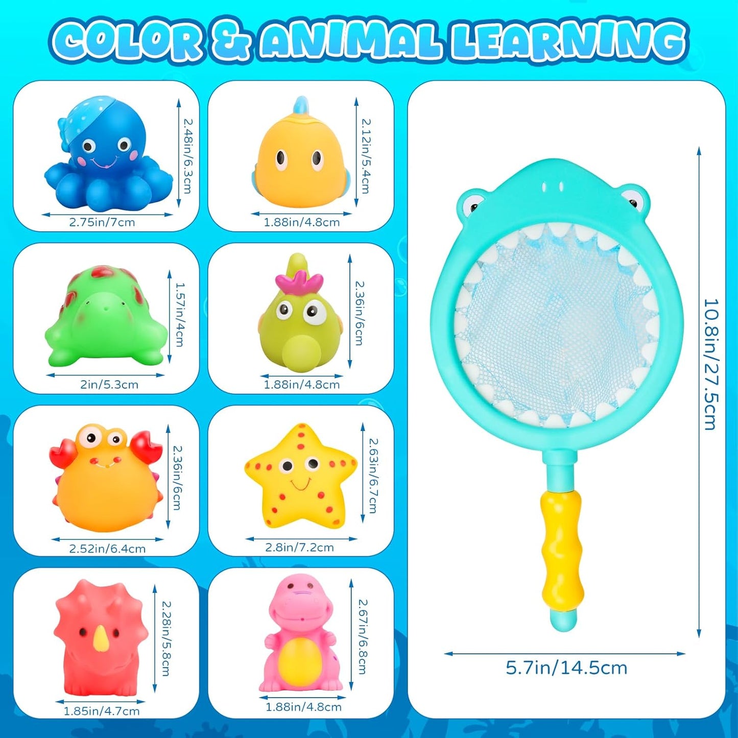 Jovicos No Hole No Mould Baby Bath Toys - 9PCS Dinosaurs Sea Animals Bath Toys For 1 2 3 4 Year Old Boys Girls Toddler Kids Swimming Pool Toys