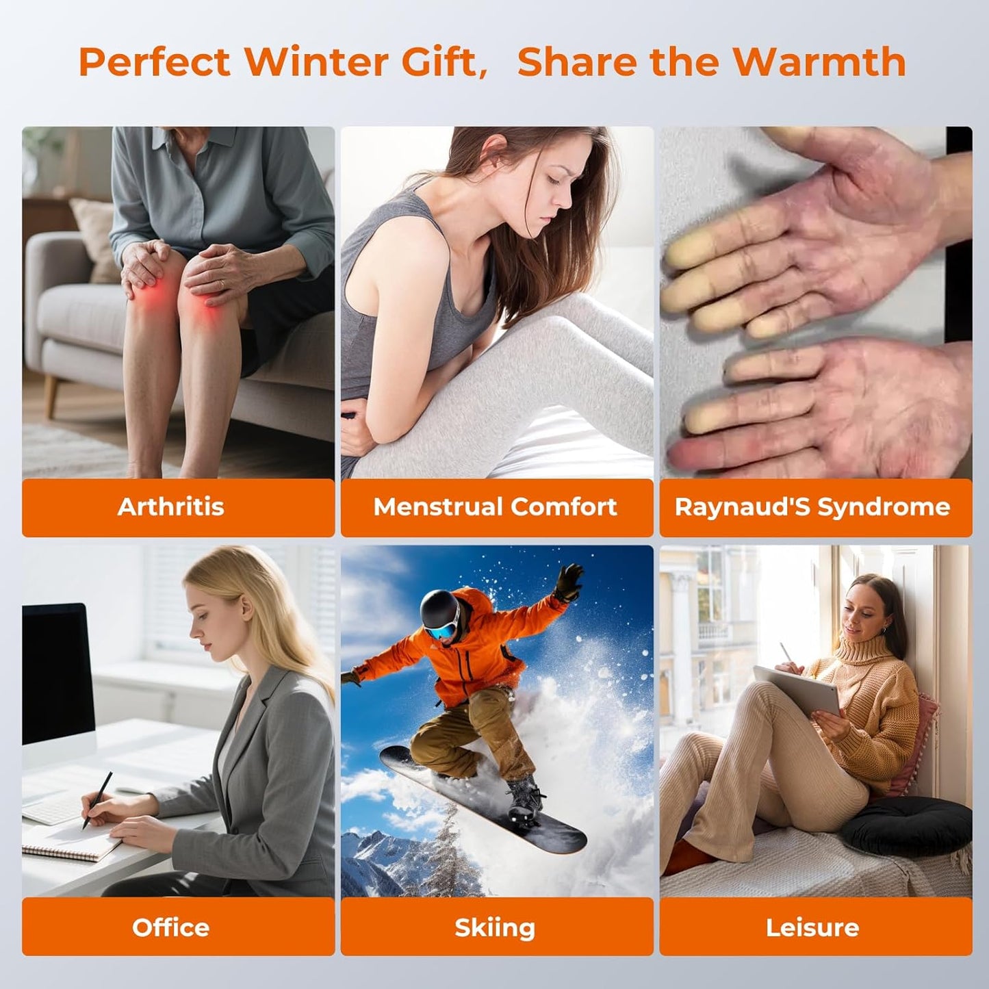 Hand Warmers Rechargeable 2 Pack - 6000mAh Magnetic Electric Hand Warmer with 3 Heat Up to 55°C, USB-C Charging, Pocket Heater for Outdoor, Camping, Raynauds, Winter Gifts for Women Men