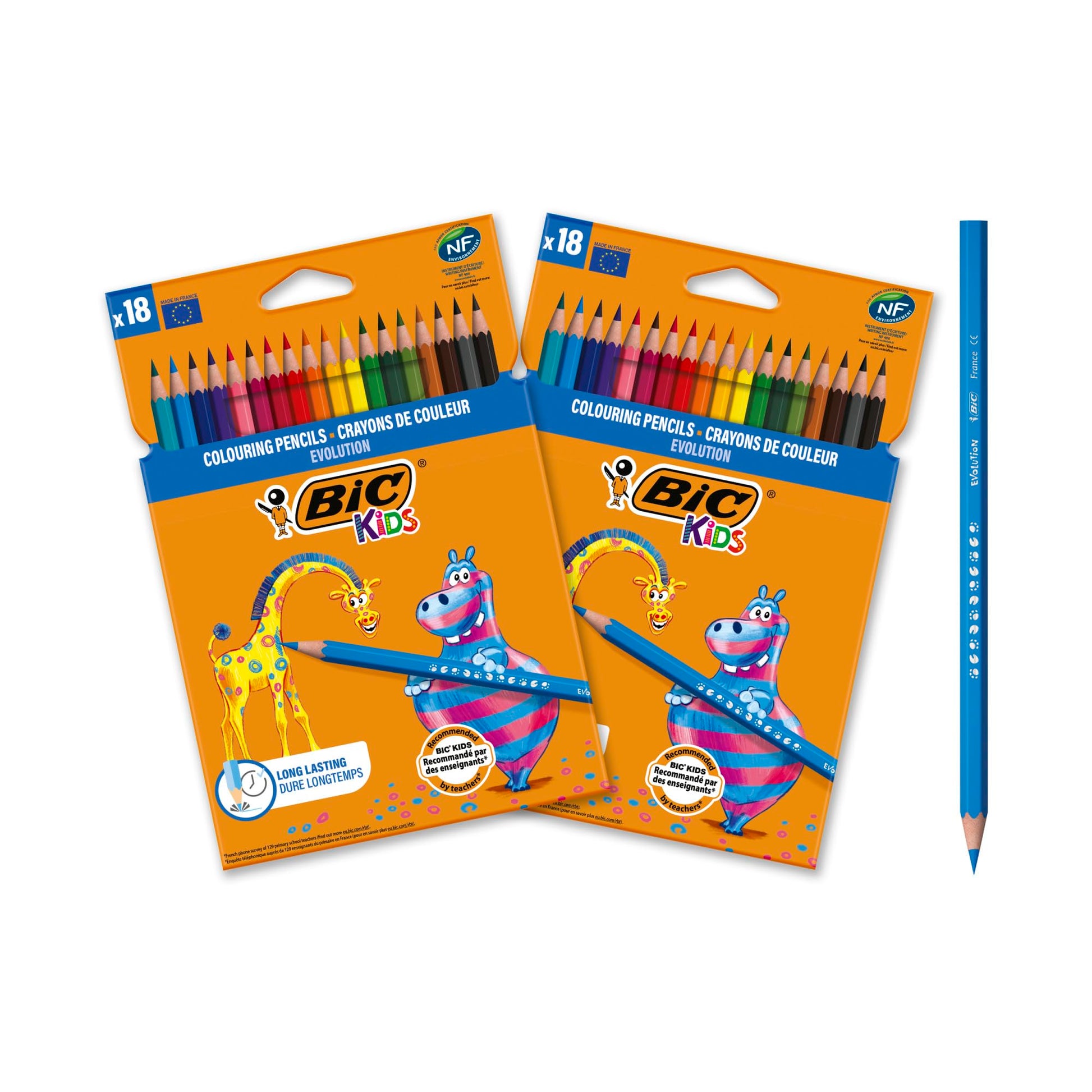 BIC Kids Evolution Coloured Pencils, Vivid Colouring Pencils, Easy to Sharpen, Extra Resistant BIC Pencils, School Supplies, 24 Pack