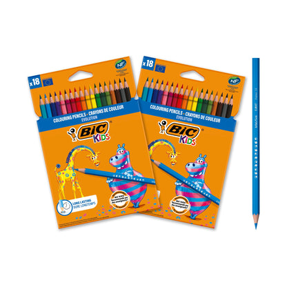 BIC Kids Evolution Coloured Pencils, Vivid Colouring Pencils, Easy to Sharpen, Extra Resistant BIC Pencils, School Supplies, 24 Pack