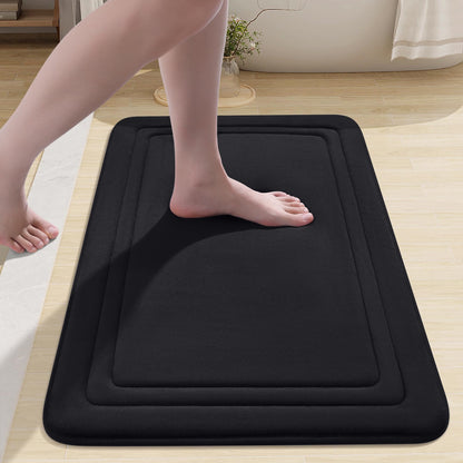 smiry Memory Foam Bath Mat - 40 x 60cm, Non-Slip, Super Absorbent, Comfortable - Machine-Washable Floor Rug, Dark Grey