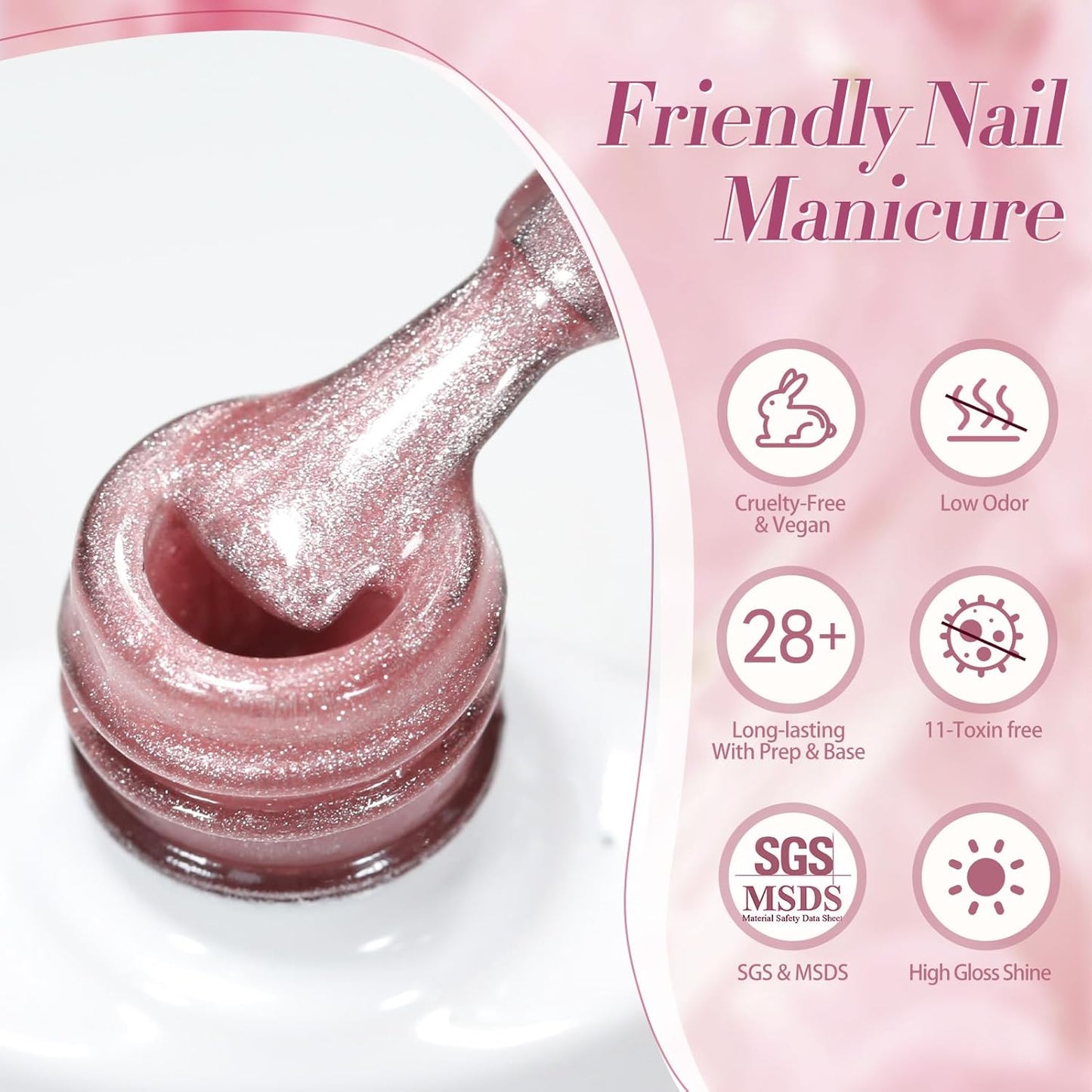 BORN PRETTY 6 Colors Jelly Nude Pink Cat Magnetic Eye Gel Polish Set with Magnet, Soak-Off U V/LED Iridescent Cat Gel for Nail Art Salon DIY Home