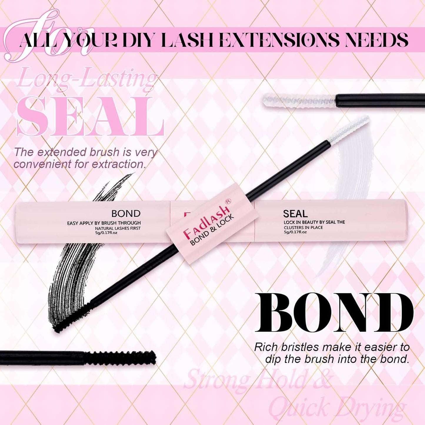 FADLASH DIY Lash Extension Kit Individual Lashes Clusters30P+40P D Curl 8-16mm Lash Bond and Seal, Clusters Lash Glue Remover and Eyelash Tweezers for Eyelash Extensions