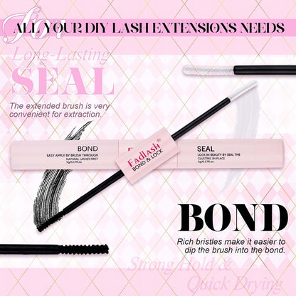 FADLASH DIY Lash Extension Kit Individual Lashes Clusters30P+40P D Curl 8-16mm Lash Bond and Seal, Clusters Lash Glue Remover and Eyelash Tweezers for Eyelash Extensions