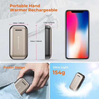 Hand Warmers Rechargeable 2 Pack - 6000mAh Magnetic Electric Hand Warmer with 3 Heat Up to 55°C, USB-C Charging, Pocket Heater for Outdoor, Camping, Raynauds, Winter Gifts for Women Men