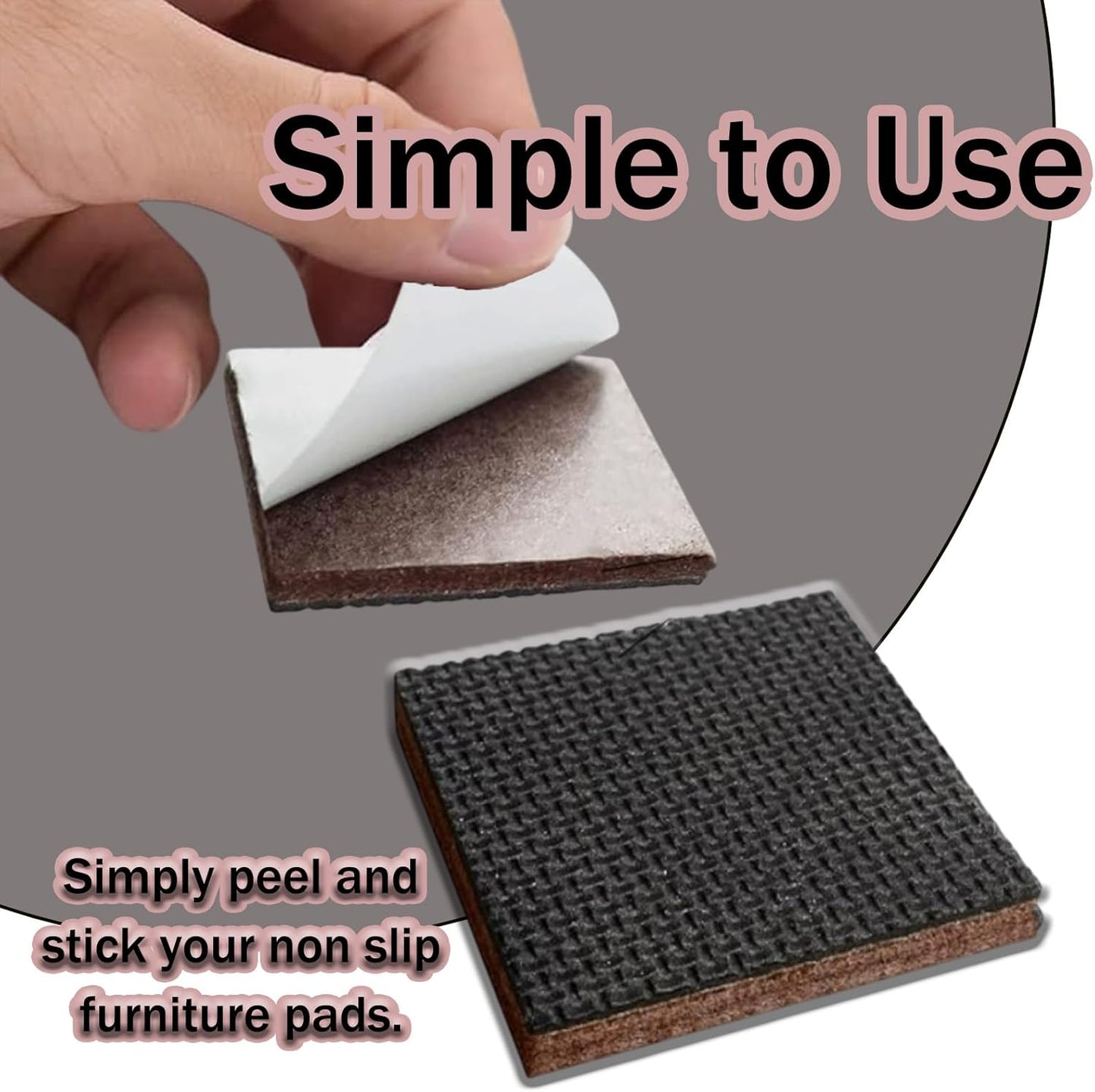 12 Pcs Non Slip Furniture Pads, 75mm Floor Protector Pads, Rubber Feet for Furniture for Fixing in Place of Furniture to Protect Your Floor. (Square),Black