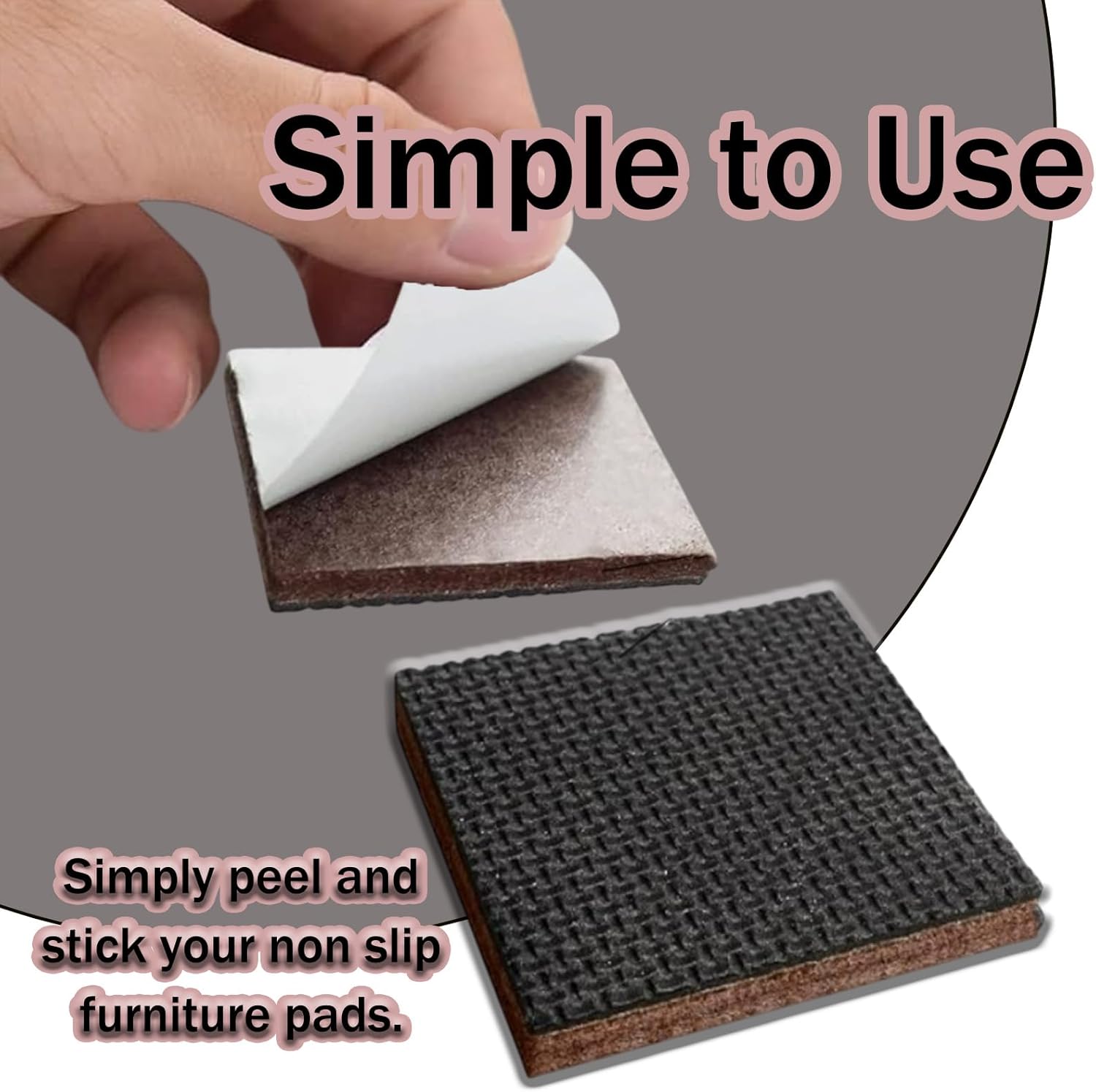 12 Pcs Non Slip Furniture Pads, 75mm Floor Protector Pads, Rubber Feet for Furniture for Fixing in Place of Furniture to Protect Your Floor. (Square),Black