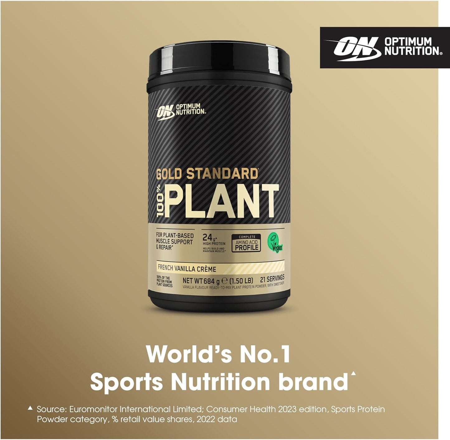 Optimum Nutrition Gold Standard 100% Plant Based Protein Powder for Men and Women, Vegan Protein Shake Powder, Post Workout, or anytime throughout the day, Vanilla Flavour, 21 Servings, 684g