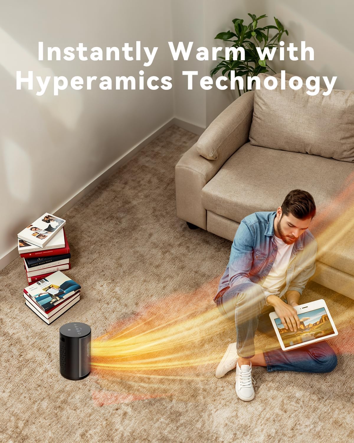Electric Heater 1500W Space Silent Heaters for Home Low Energy, 4 Modes Portable Ceramic Fan Heater with Thermostat, Overheat & Tip Over Protection, 8H Timer, for Bedroom Indoor Use