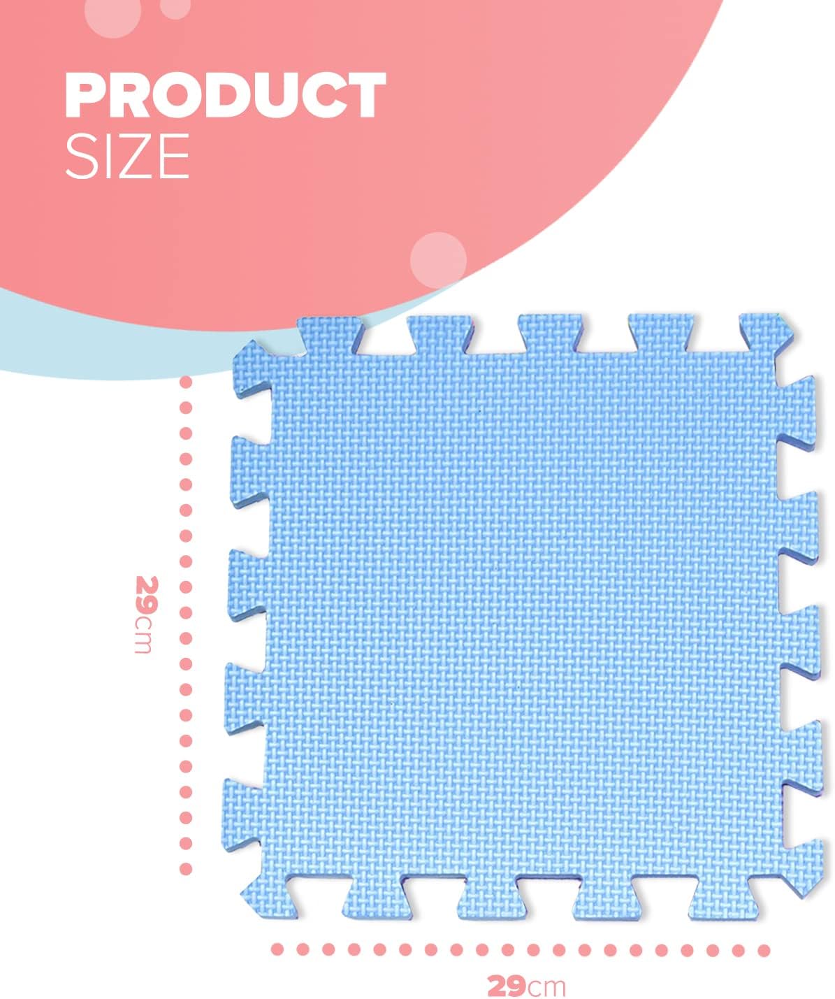 Foam Baby Play Mat (29x29cm) – Thick & Soft EVA Foam Interlocking Floor Tile Matting for Children – Large Multi Colour, Safe & Comfortable 7mm Thick Play Flooring (9pc)