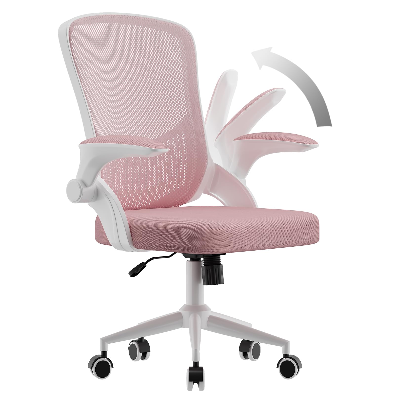naspaluro Computer Desk Chair, Ergonomic Office Chair with 3D Lumbar Support, Flip-up Armrests Mesh Chair with Metal Claws, Mid-Back Home Office Chair-Black