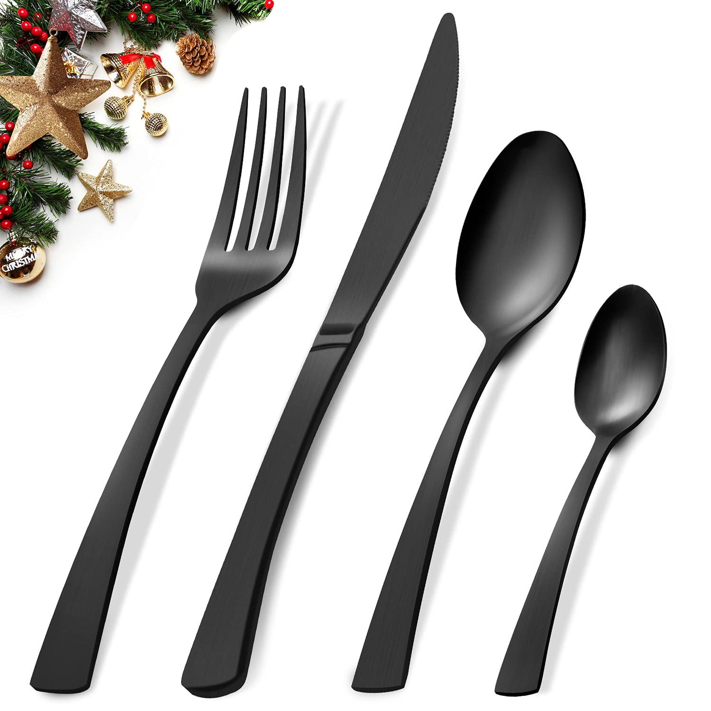 Cutlery Set, BEWOS 16-Piece Stainless Steel Flatware Set, Tableware Silverware Set with Rainbow Spoon Knife and Fork Set, Service for 4, Dishwasher Safe/Easy Clean, Mirror Polished