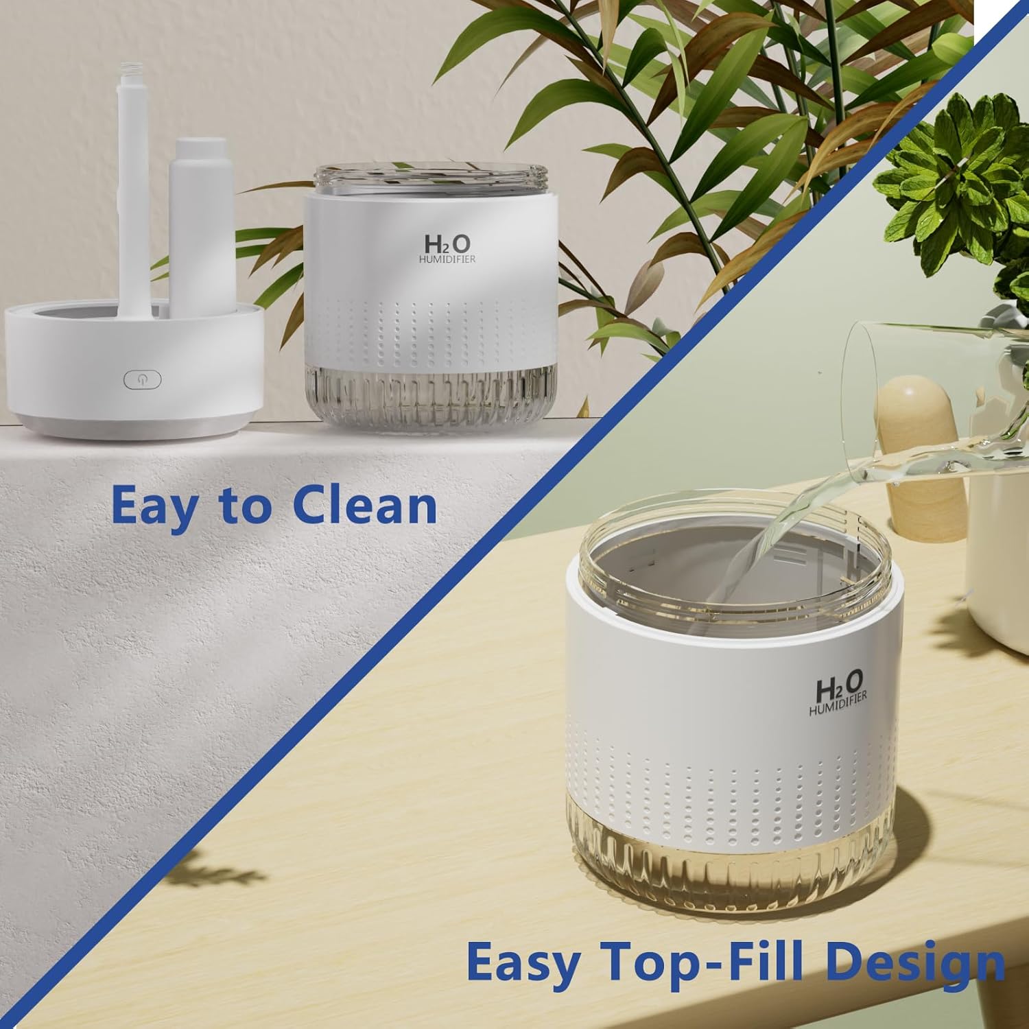 SZO Upgraded 500ML Humidifier for Bedroom with Night Light, Portable Humidifiers for Home and Plants, Humidifiers for Baby, Quiet Operation, Auto-Off, for Baby Room, Home, Office and Plants