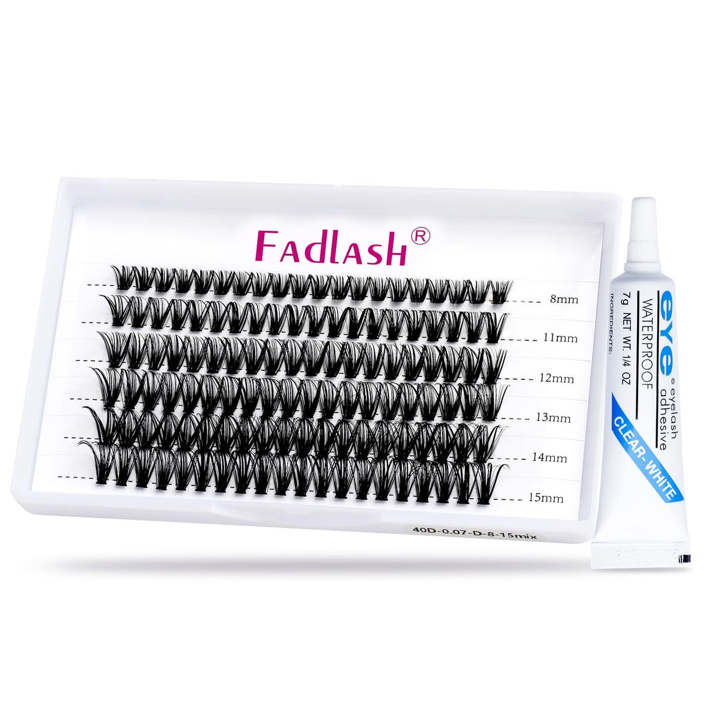 FADLASH DIY Lash Extension Kit Individual Lashes Clusters30P+40P D Curl 8-16mm Lash Bond and Seal, Clusters Lash Glue Remover and Eyelash Tweezers for Eyelash Extensions