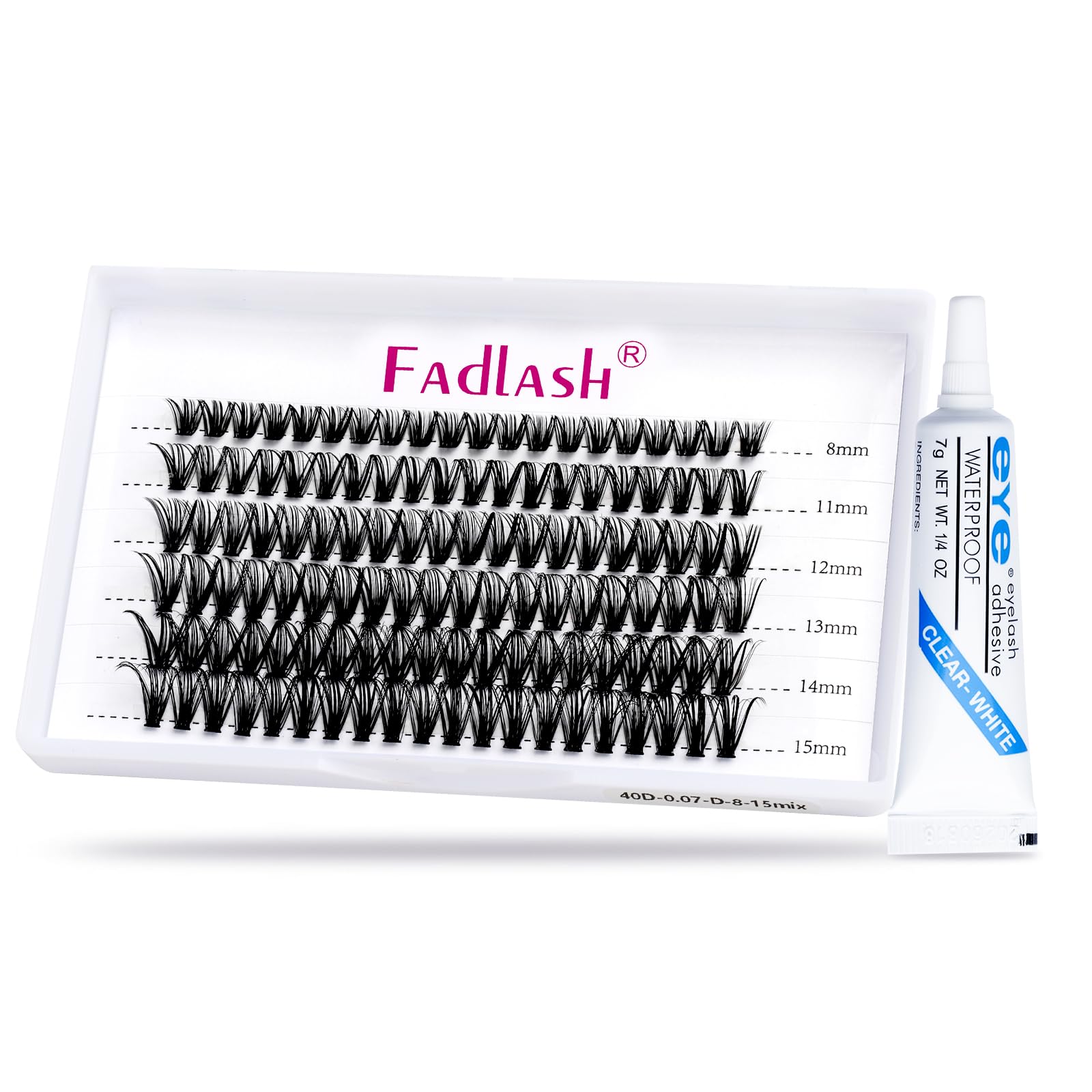 FADLASH DIY Lash Extension Kit Individual Lashes Clusters30P+40P D Curl 8-16mm Lash Bond and Seal, Clusters Lash Glue Remover and Eyelash Tweezers for Eyelash Extensions