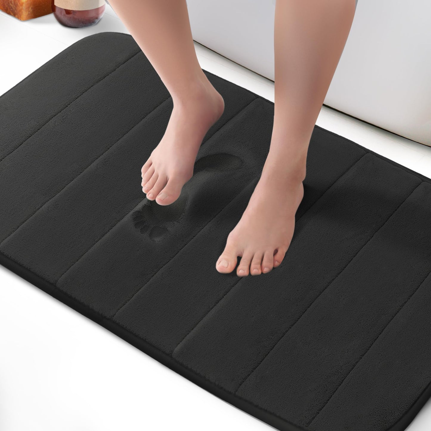 KEPLIN Memory Foam Bath Mat - Ultra-Soft, Highly Absorbent, Non-Slip, Machine Washable - Luxurious Comfort for Home & Bathroom Floors (Light Blue, 40 x 60cm)