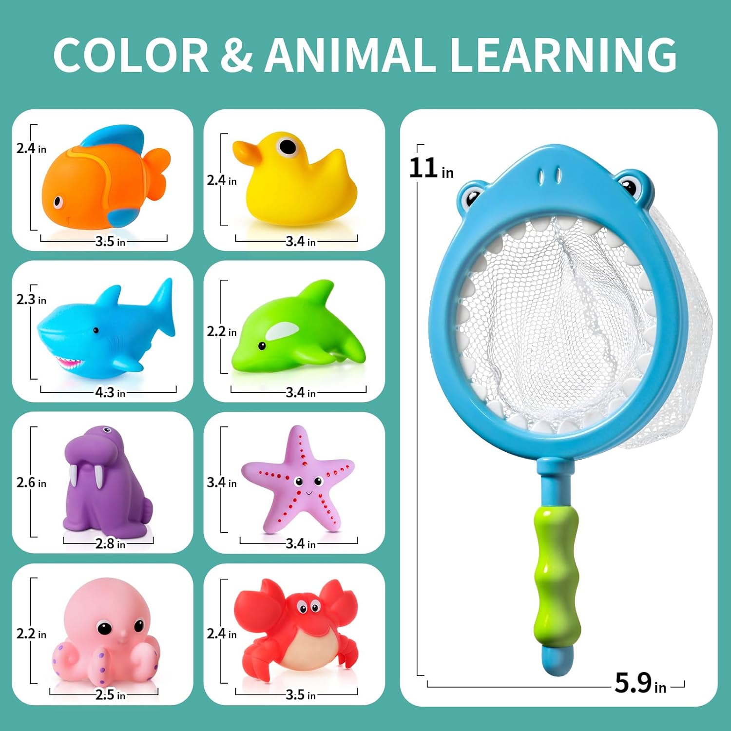 No Hole No Mould Baby Bath Toys - 9PCS Mould Free Bath Toys for 1 2 3 4 Year Olds Toddler Kids Swimming Pool Toys Sea Animals Water Toys for Boys Girls
