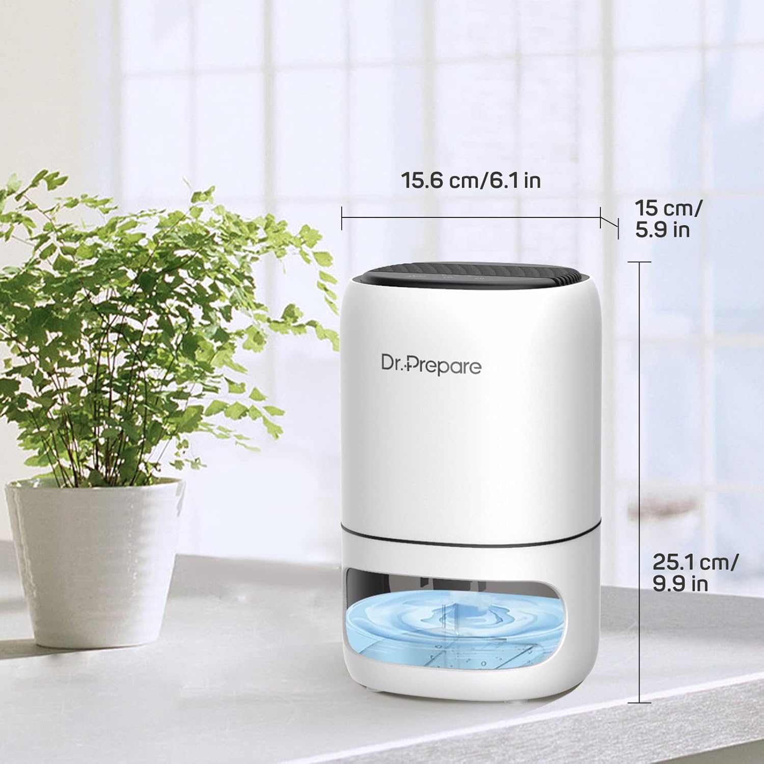 Dr.Prepare 2-in-1 1,000ml Electric Dehumidifier and Air Purifier with Washable G4 Filter, Small Air Dehumidifier with Auto Off & Timer Function for Damp, Mould in Home, Kitchen, Bedroom, RV, Garage