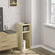 WOLTU Bedside Table, Nightstand with Charging Station with 2 Sockets and 2 USB Ports, Light Woodlook Side Table with 2 Open Compartments, Narrow Table for Living Room and Bedroom, 25x30x60cm, NTS06hei