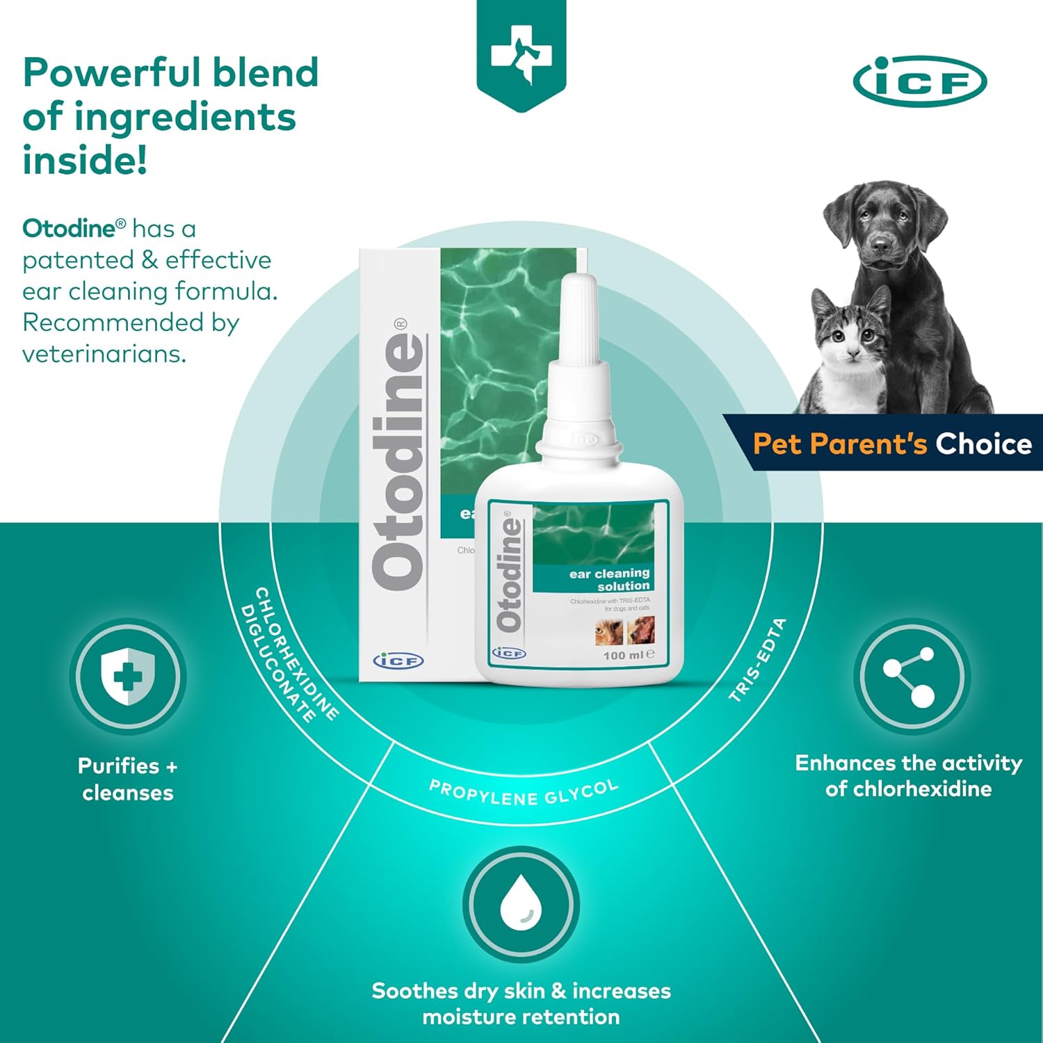 Otodine | Cat & Dog Ear Cleaner Solution | Dog Ear Drops to Stop Wax Build Up, Head Shaking, Discomfort, Ear Odour & Scratching | 100ml