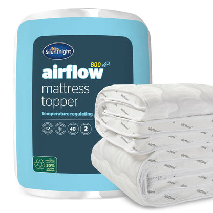 Silentnight Airmax 1000 Double Mattress Topper - Extra Thick Deep Fitted Mattress Enhancer with 10cm Thick Cushioning, Mesh Sides to Increase Airflow and Elasticated Straps - Double - 190x135cm