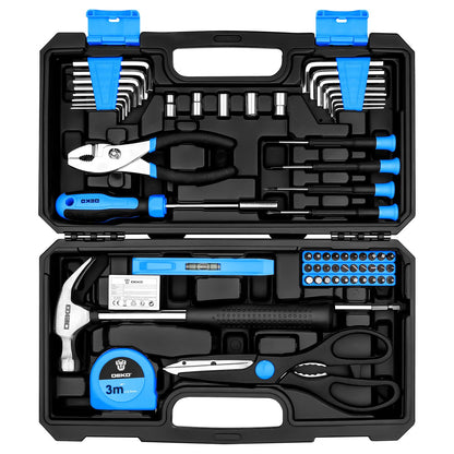 DEKO Tool Kit Set Box 62 Piece Home Repair DIY Tools Basic Hand Toolbox Sets for Home