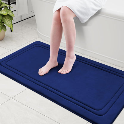 smiry Memory Foam Bath Mat - 40 x 60cm, Non-Slip, Super Absorbent, Comfortable - Machine-Washable Floor Rug, Dark Grey
