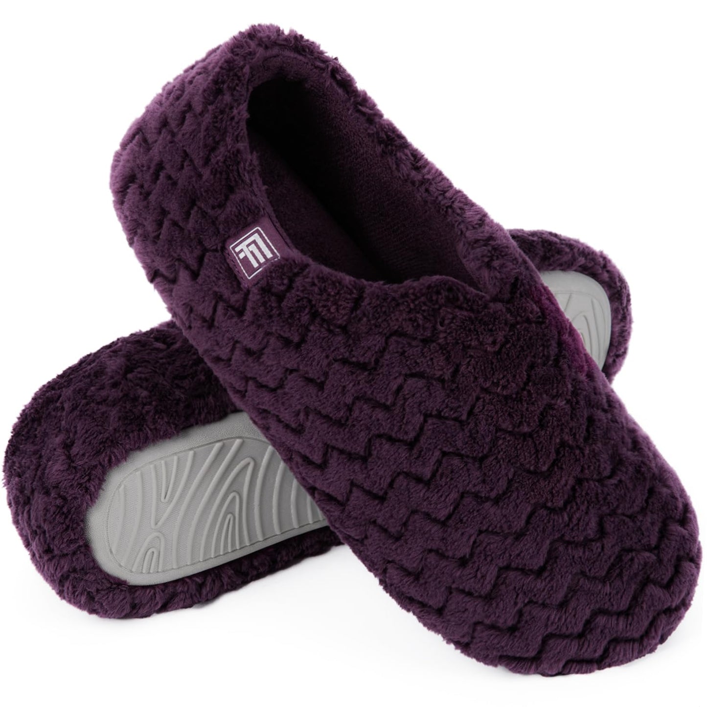 FamilyFairy Women's Memory Foam Slippers Soft Sherpa Lining Anti-Slip Lightweight House Shoes