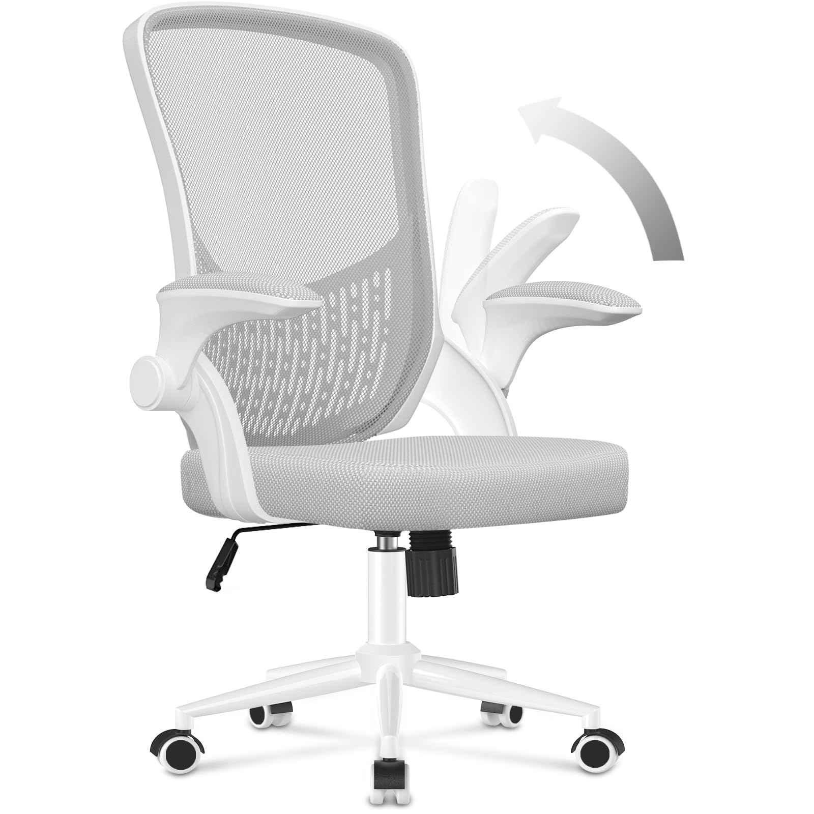 naspaluro Computer Desk Chair, Ergonomic Office Chair with 3D Lumbar Support, Flip-up Armrests Mesh Chair with Metal Claws, Mid-Back Home Office Chair-Black