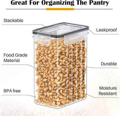 24 Pack Airtight Kitchen Food Containers – BPA-Free Cereal Storage Containers & Food Storage Containers for Flour, Sugar & Baking Supplies, with 24 Labels & Marker (33.6L)