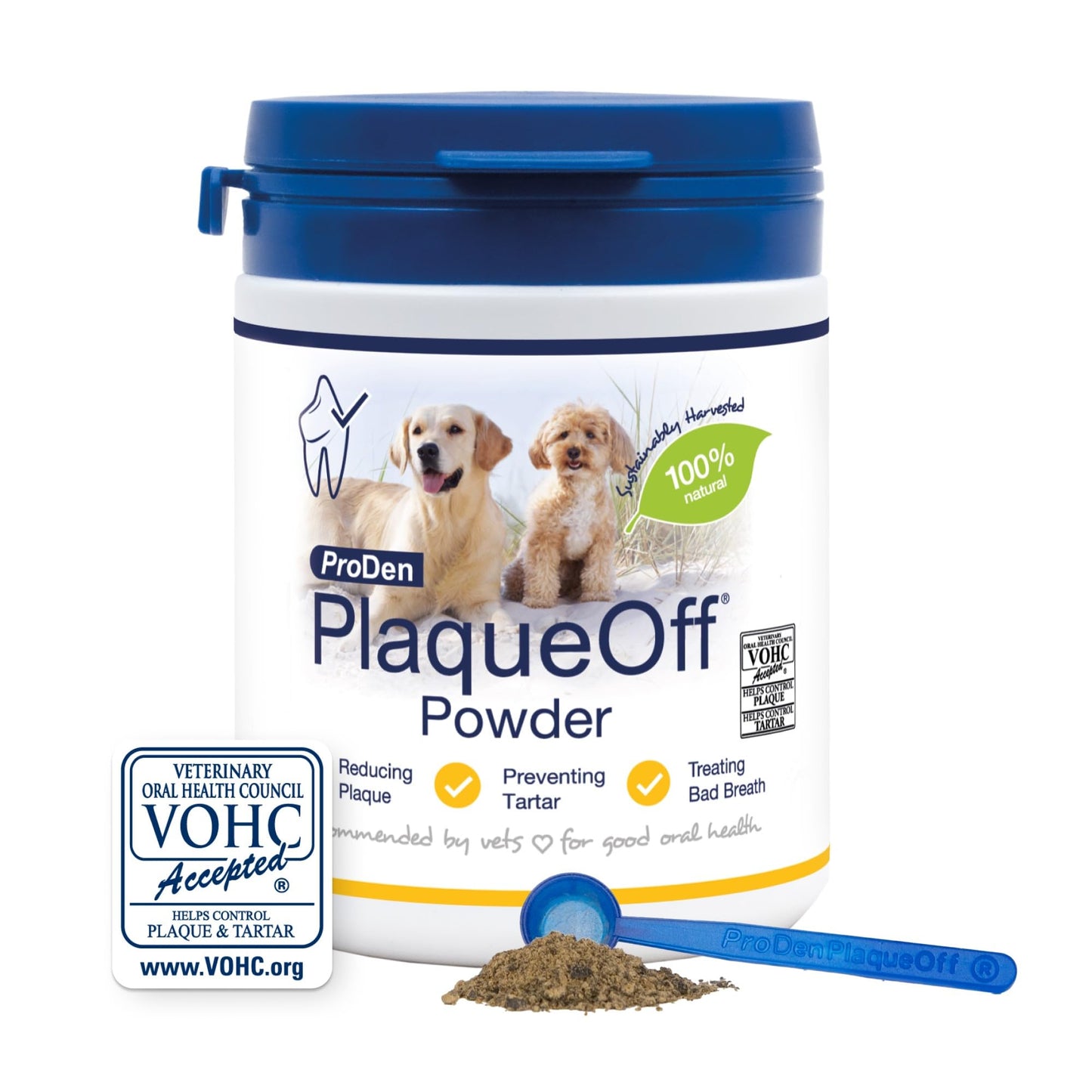 Powder for Dogs & Cats, Tartar & Bad Breath Remover 100% Natural Teeth Cleaner and Plaque Remover 60 g