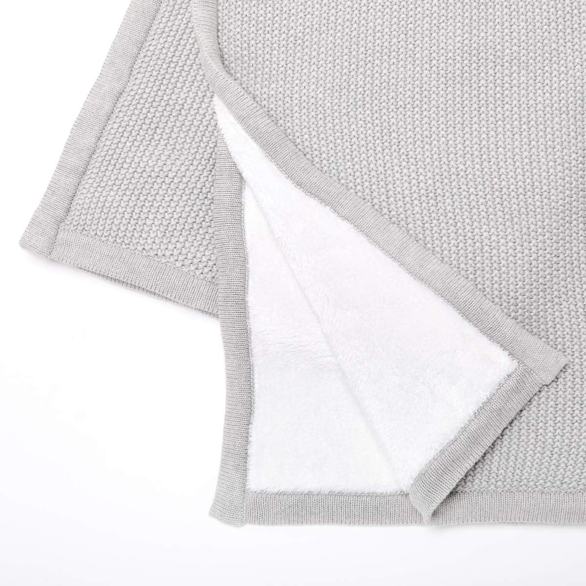 The Little Green Sheep Knitted Fleece Baby Blanket, 80x100cm - Dove