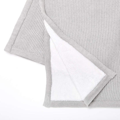 The Little Green Sheep Knitted Fleece Baby Blanket, 80x100cm - Dove