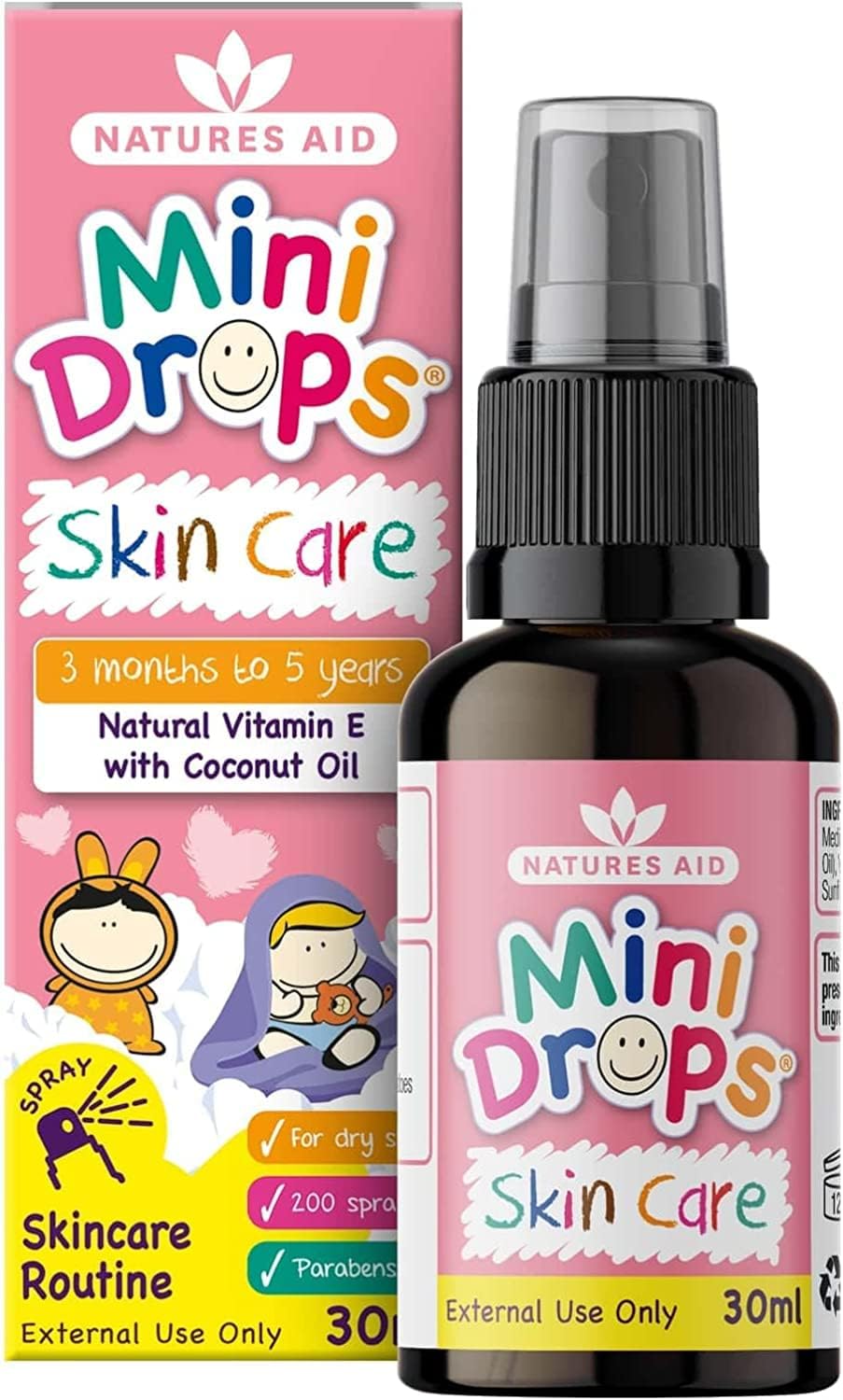 Natures Aid Mini Drops Multi-Vitamin for Babies & Kids 50ml – 9 Essential Vitamins Support Growth & Immune Health for Children Age 0-5 Years Old – Sugar Free Vegan Non-GMO Gluten-Free Dropper Included
