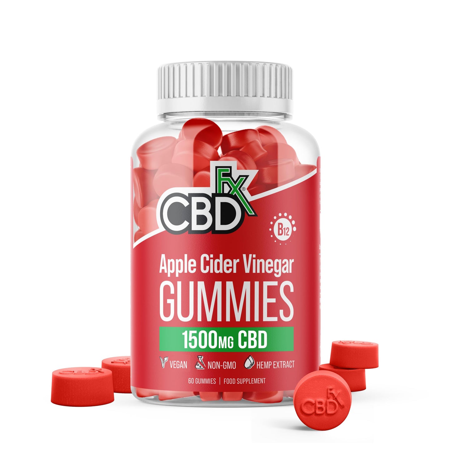 CBDfx 1500mg High Strength Mixed Berry CBD Gummies, 25mg per Gummy, Natural Sleep and Anxiety Support, Vegan Gummies No THC (60x Bottle)