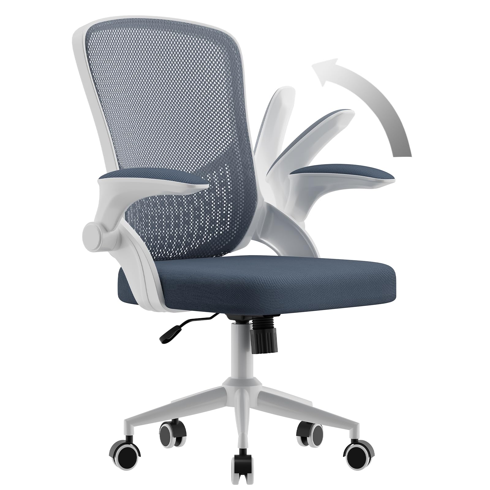 naspaluro Computer Desk Chair, Ergonomic Office Chair with 3D Lumbar Support, Flip-up Armrests Mesh Chair with Metal Claws, Mid-Back Home Office Chair-Black